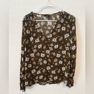Lucky Brand Long Sleeve Floral Blouse